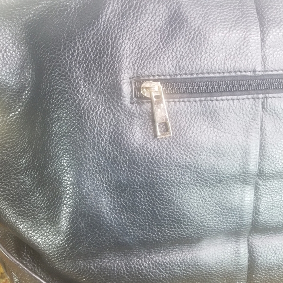 ORA DELPHINE black leather shoulder tote bag - Picture 10 of 11